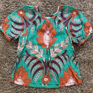Sundance Teal and Rust Floral Blouse